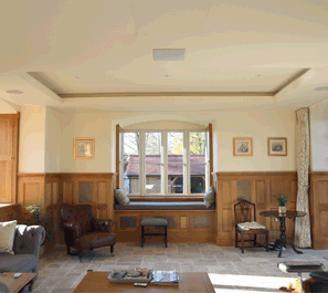 concealed home cinema in living room